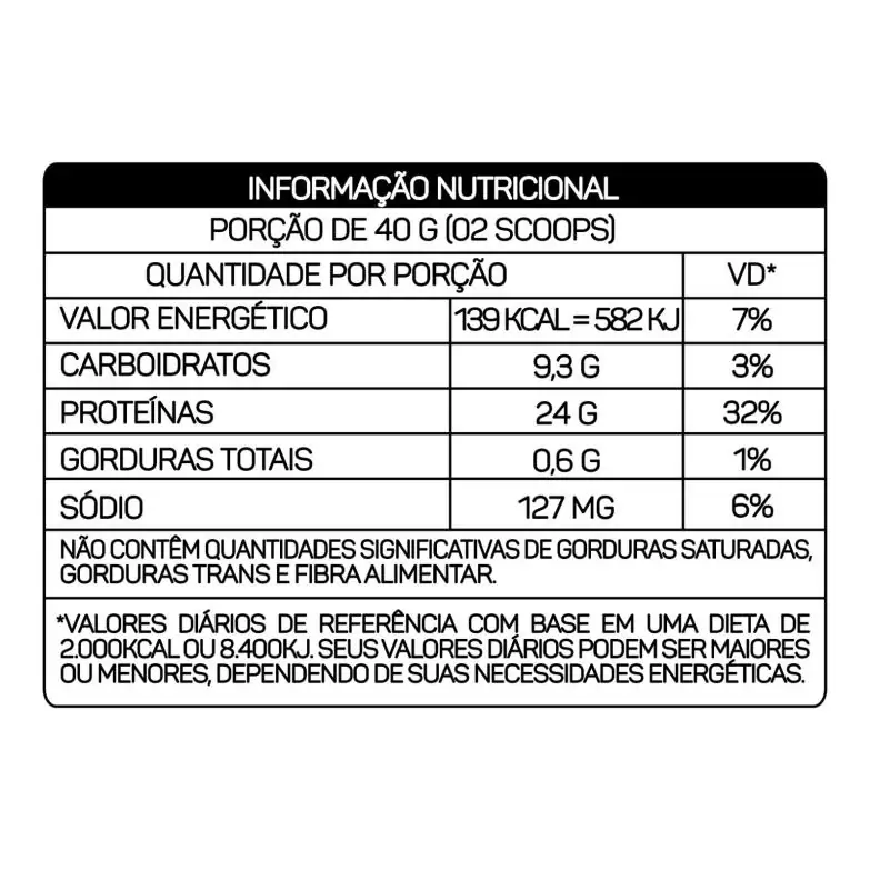 Tabela nutricional do produto 100% Whey Collagen +